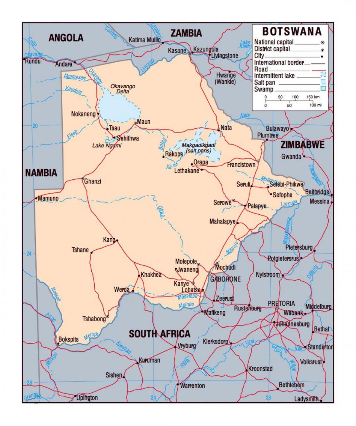 kort over Botswana politiske
