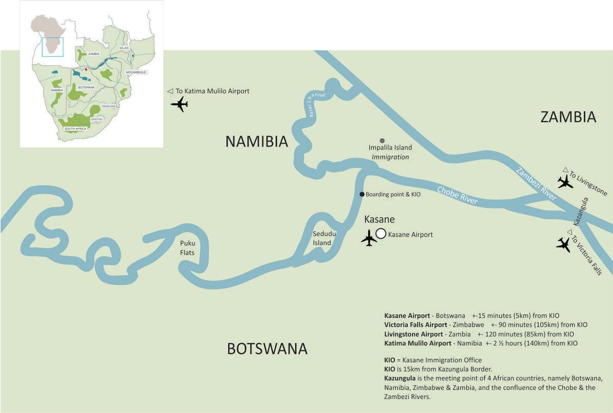 kort over kasane, Botswana