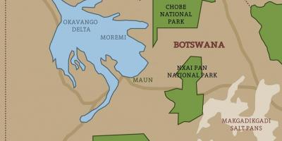 Kort over Botswana kort nationalparker