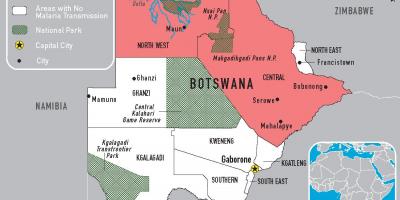 Kort over Botswana malaria