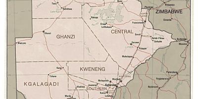 Detaljeret kort over Botswana